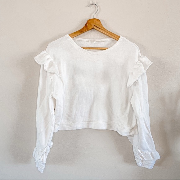LoveShackFancy | Corrine White Ruffle Sweatshirt, medium - Picture 3 of 12